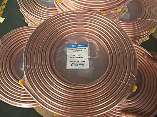 مستوى الجرح H65 22mm أنابيب النحاس لفائف أنابيب النحاس النقي لفطيرة